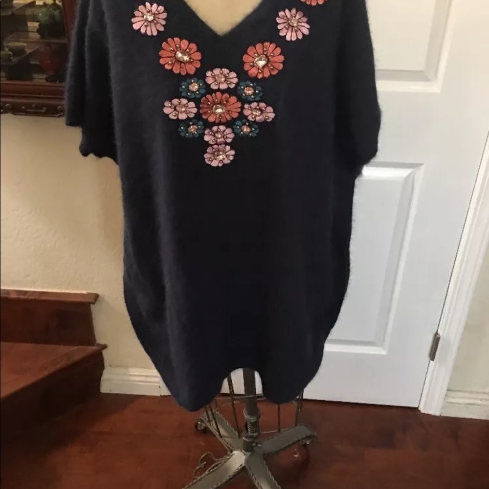 Manoush Angora  Bat Sweater crystal Floral Robe